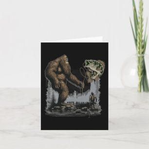 Cartão Peixes Sasquatch Engraçados Com Pé-Grande