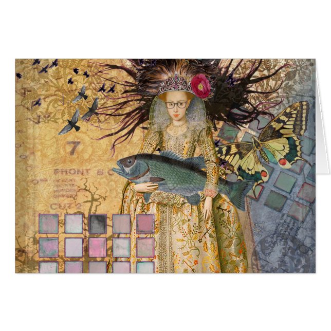 Cartão Peixes Vintage Clássica Gótica (Frente Horizontal)