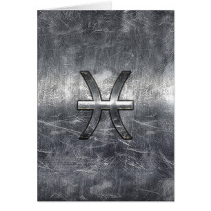 Cartão Peixes Zodiac Sign in grunge Steel style impressã