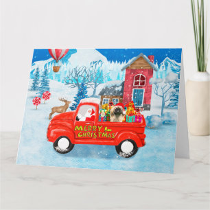 Cartão Pekingese Dog Christmas Delivery Truck Snow
