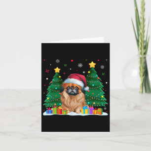 Cartão Pekingese Dog Passa Santa Hat Feita No Natal Sueco