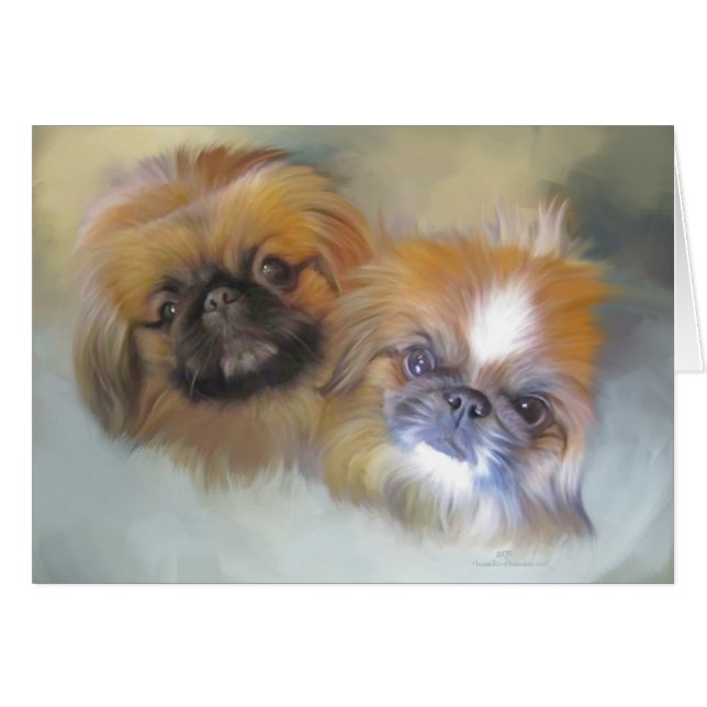 Cartão Pekingese Duo Suave (Frente Horizontal)