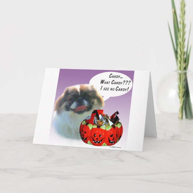 Cartão Pekingese Halloween Candy (Frente)