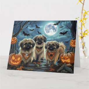 Cartão Pekingese Halloween Spooky