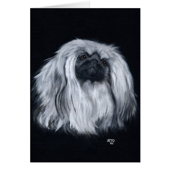 Cartão Pekingese Preto e Branco (Frente)