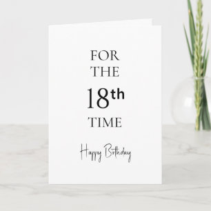 Cartão Pela 18ª Vez Feliz Aniversário de 18 Anos Minimali