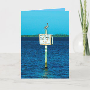 Cartão Pelican and Manatee Sign Greeting Card