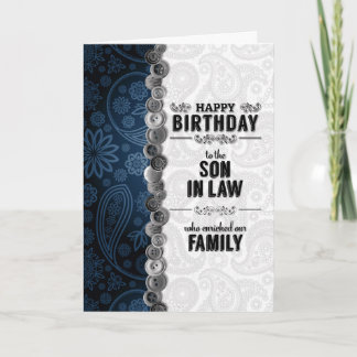 Cartão Pelo nosso genro no seu aniversário, Blue Paisley