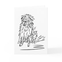 Cartão peludo dos desenhos animados do cão & da