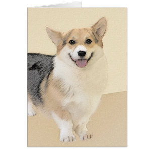 Cartão Pembroke Welsh Corgi - Pintura Original para Cacho