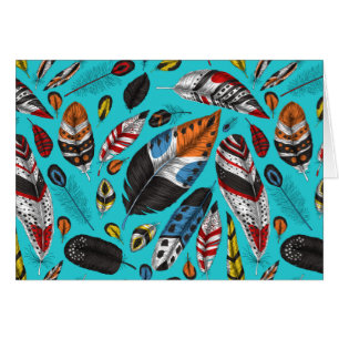 Cartão Penas coloridas