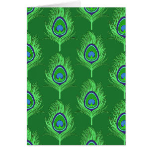 Cartão Penas de Peacock, Verde limão no Emerald Green