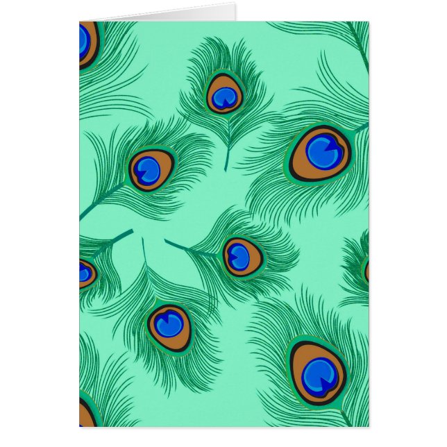 Cartão Penas Turquesas de Pavão em Aqua Leve (Frente)