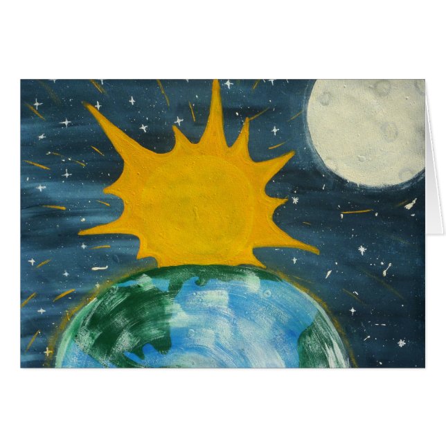 Cartão Pendurou o Sun & a lua (Frente Horizontal)