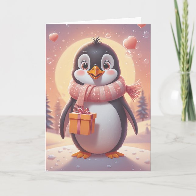 Cartão Penguin Birthday Serenade (Frente)