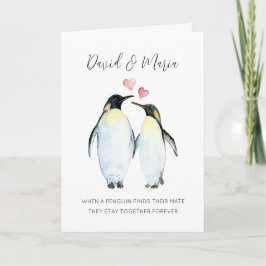 Cartão Penguin Casal Te Ama Para Sempre Aniversário