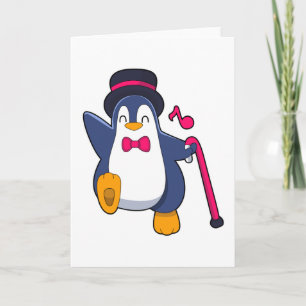 Cartão Penguin como Groom com Tie