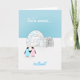 Cartão Penguin de Casamento