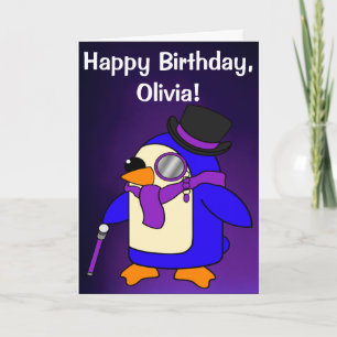 Cartão Penguin Deep Purple Violet Personalizável