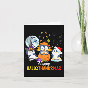 Cartão Penguin Halloween Feliz Natal Feliz Hallothank