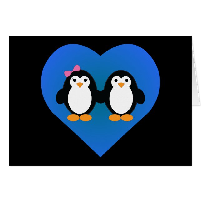 Cartão Penguin Love (Frente horizontal)