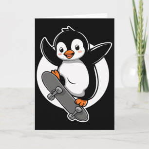 Cartão Penguin Skater Skate Leve Patins De Roda