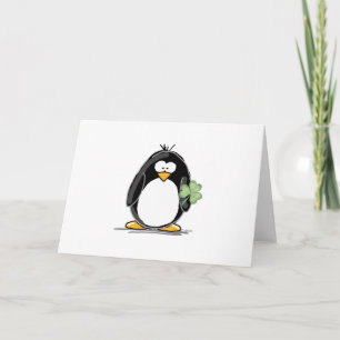 Cartão Penguin with a Shamrock