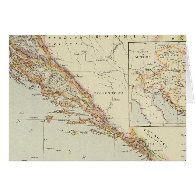 Cartão Península dos Balcãs, Croácia, Eslovênia (Frente Horizontal)