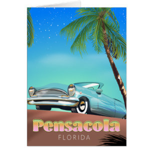 Cartão Pensacola, poster de viagens do estilo vintage flo