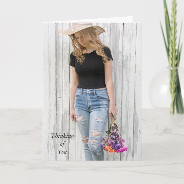 Cartão pensamento da menina você-adolescente com (Frente)