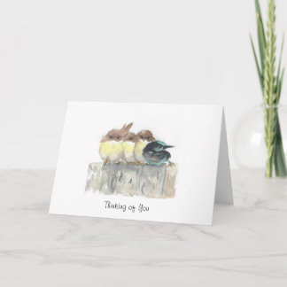 Cartão Pensando de você - quatro pássaros pequenos, 1