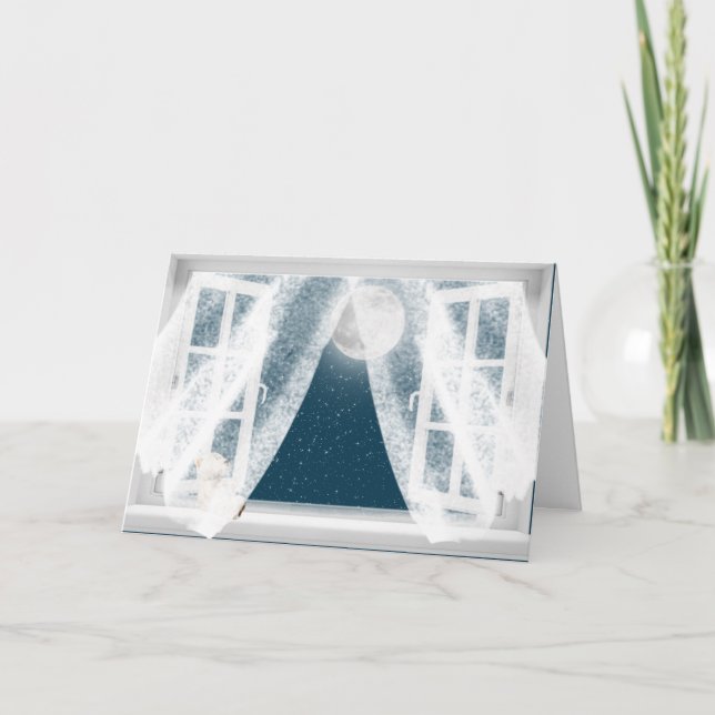 Cartão Pensando em seu Urso de Teddy na Janela (Frente)