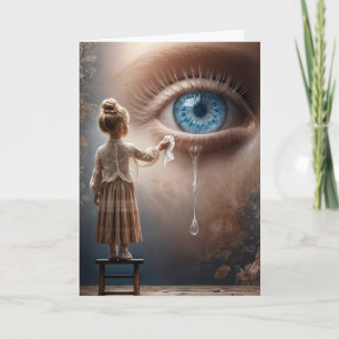 Cartão Pensando em sua garotinha limpando lágrimas