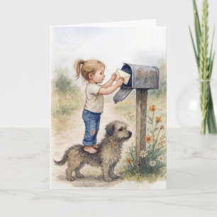 Cartão Pensando em sua garotinha mandando uma carta