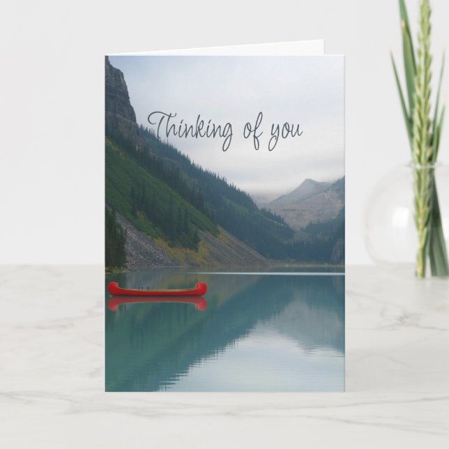 Cartão Pensando em suas montanhas do Lago da Canoa Vermel (Frente)