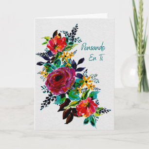 Cartão Pensando em Ti - Tarjeta Floral de Apoyo y Ánimo