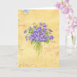 Cartão Pensando em você Buquê de carta violeta