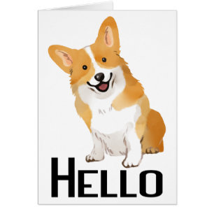 Cartão Pensando em Você Cachorrinho Corgi Fofo Olá