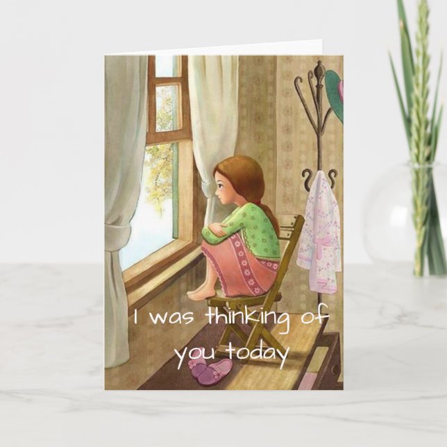 Cartão Pensando em você, cartaz, encorajamento, simpatia (Frente)