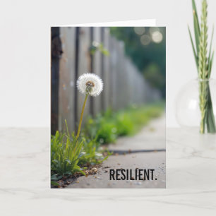 Cartão Pensando em você Dandelion crescendo em uma calçad