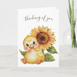 Cartão Pensando em você, Duckling e Sunflower