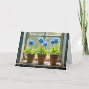 Cartão Pensando em você Esqueça-me-Não Potes Flores