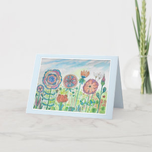 Cartão Pensando em você Flor Rodinhas Aquarela