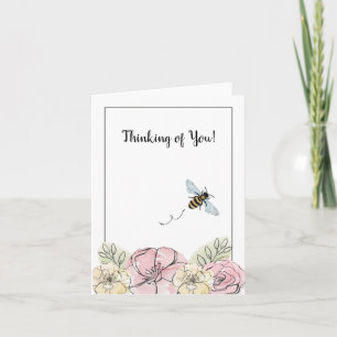 Cartão Pensando em você Flores e Abelhas