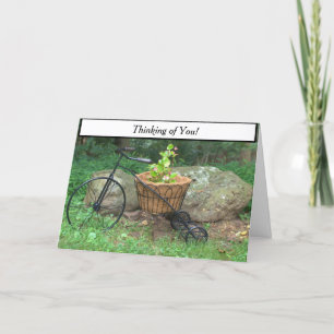 Cartão Pensando em você Flores Rosa Bicicletas