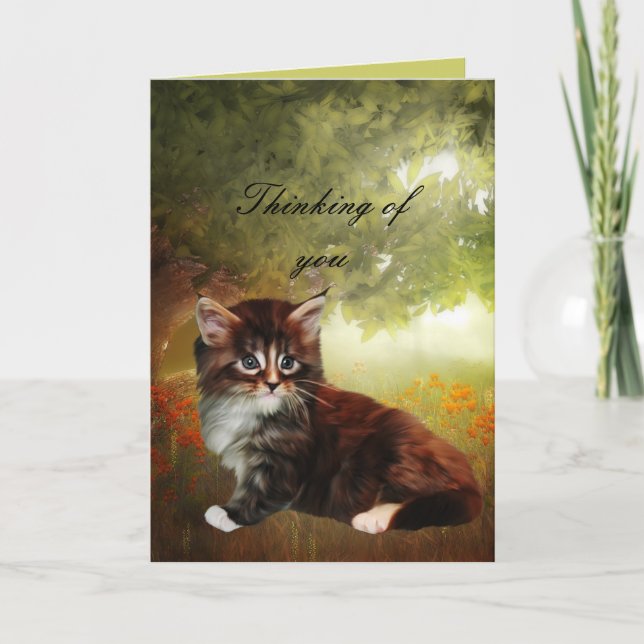Cartão "Pensando em você" Gato Gatito (Frente)
