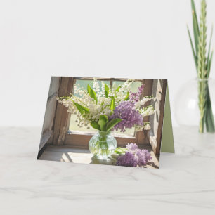 Cartão Pensando em você Lily do Vale e Lilacs