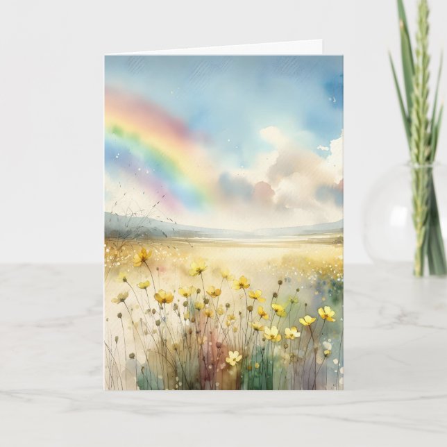 Cartão Pensando em você Maravilhas e Arco-Íris (Frente)