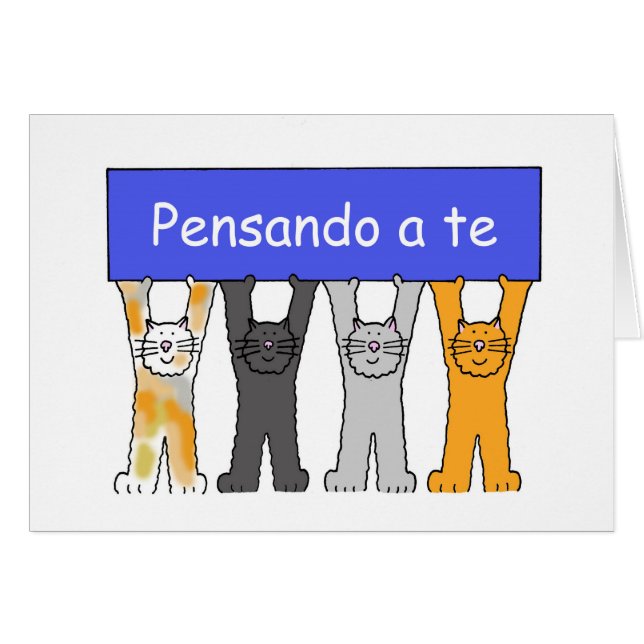 Cartão Pensando em você nos Gatos de Cartoon Italianos (Frente Horizontal)