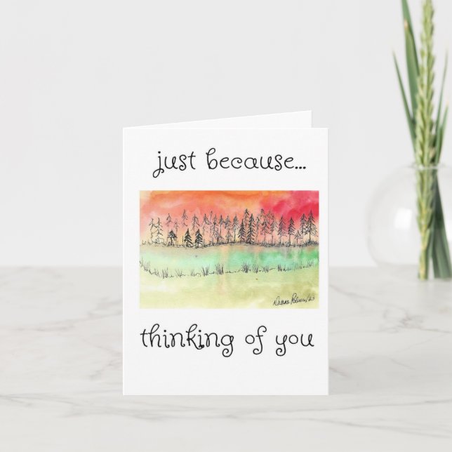 Cartão Pensando em você, Pintura Folclórica, Árvores (Frente)